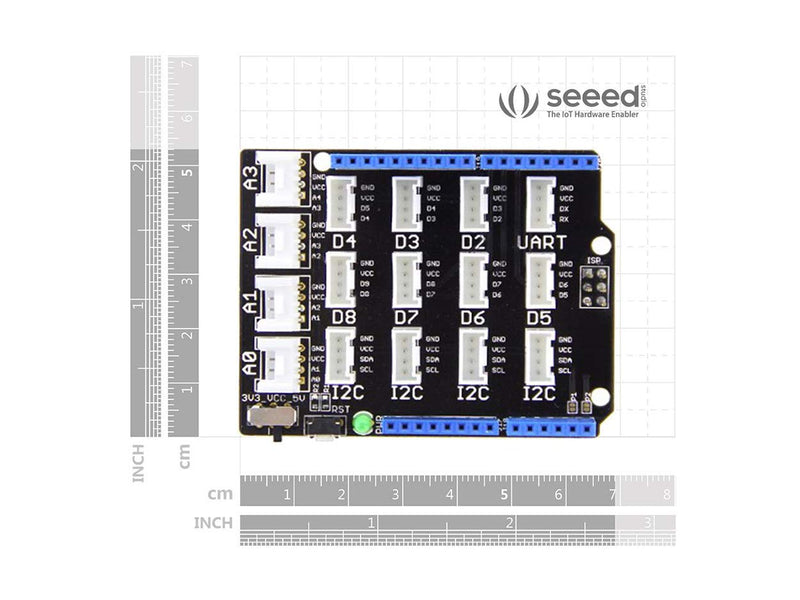  [AUSTRALIA] - Iunius Seeed Studio Base Shield V2 with 16 Grove Connectors Analog Digital UART I2C for Sensors and LEDs Onboard Power Toggle Switch