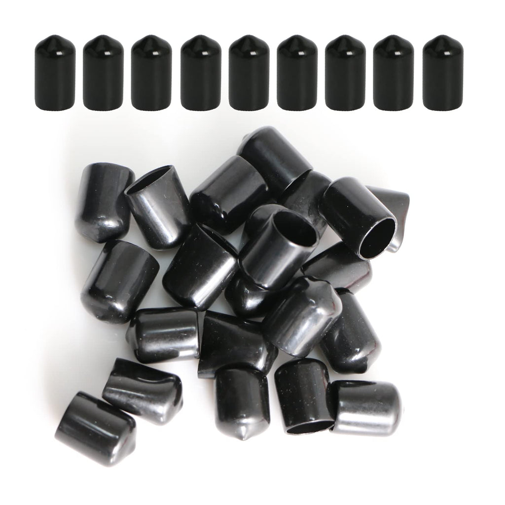  [AUSTRALIA] - Aopin Rubber Round End Cap Cover 3/8 Inch (9.5mm) Screw Thread Protectors PVC Flexible Tubing Pipe Protective Bolt Screw Thread Protector Safety Cover | for Pipe Post Tubing Rod Cover 50 Pcs (Black) 50 Pcs 9.5mm Black