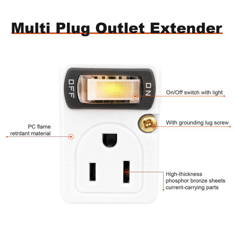  [AUSTRALIA] - SYCON Adapter Outlet Extender with Night Light, Wall Outlet with Switch on off, Outlet Splitter with 2 Outlets 2-Outlet