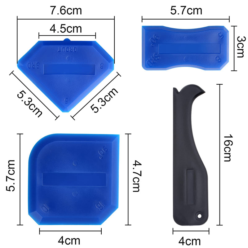  [AUSTRALIA] - 4 Pieces Silicone Caulking Tool Finishing Tools Caulk Tool for Bathroom Kitchen and Frames Sealant Seals (Black, Blue)