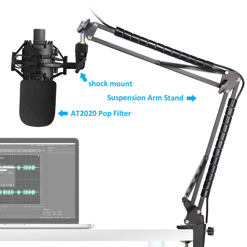  [AUSTRALIA] - AT2020 Microphone Stand with Pop Filter and Shockmount Compatible with Audio-Technica AT2020 AT2020USB+ AT2035 by YOUSHARES