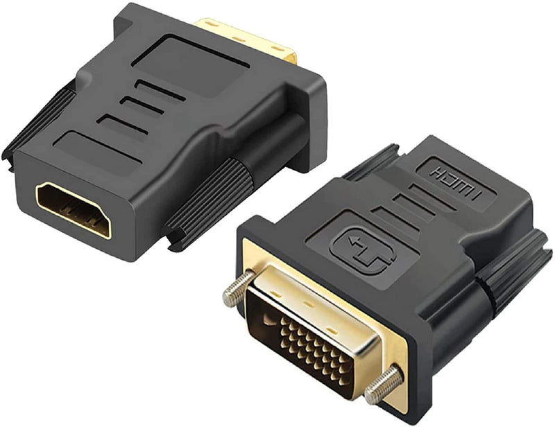  [AUSTRALIA] - DVI to HDMI Adapter 2-Pack, Gold Plated DVI Male to HDMI Female Bidirectional Connector Adapter 2 Pack