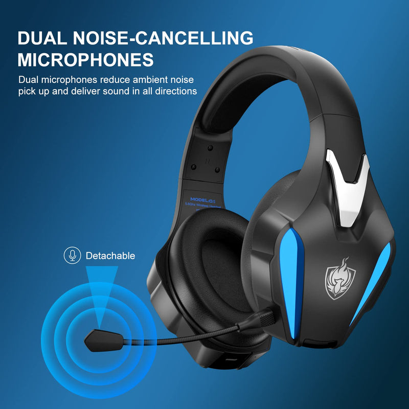  [AUSTRALIA] - T10 External Sound Card & Q5 5.8G Wireless Gaming Headset for PS4, PC, PS5, Xbox one, with Noise Cancelling Detachable Mic, Bluetooth for Laptop/Phone/Tablet