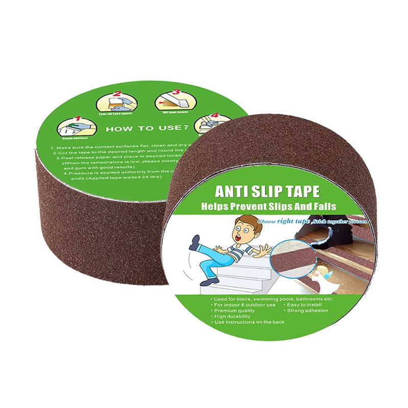  [AUSTRALIA] - Anti Slip Tape, High Traction,Strong Grip Abrasive, Not Easy Leaving Adhesive Residue, Indoor & Outdoor (2" Width x 190" Long, Brown) 2" Width x 190" Long