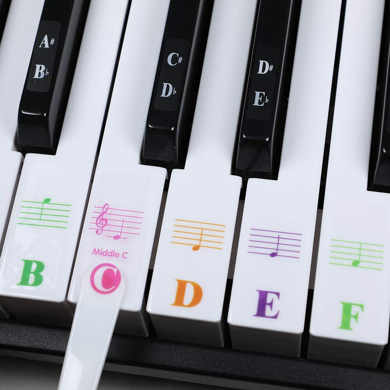 Piano Stickers for 88/61/54/49/37 Key. Colorful Large Bold Letter Piano Keyboard Stickers Perfect for kids Learning Piano. Multi-Color,Transparent,Removable 88 Keys Super Larger Letter - LeoForward Australia