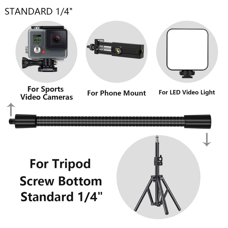 Pixel Tripod Gooseneck 5.7 inch Flexible Metal Gooseneck Arm 1/4” Threaded Male Female for Tripod an Phone Clip Camera Light - LeoForward Australia