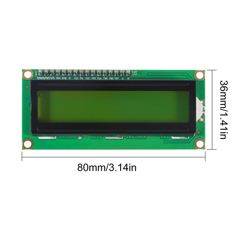  [AUSTRALIA] - DORHEA 2PCS 1602 16x2 LCD Module Shield Yellow-Green Backlight with IIC I2C Driver Serial Interface and LCD Module Display