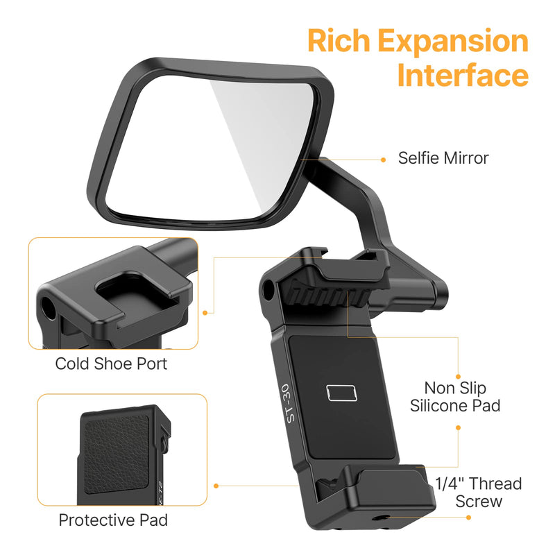  [AUSTRALIA] - ULANZI Smartphone Selfie Mirror Phone Holder Clip Mount for iPhone 14 13 12 Pro Max Mini Rear Phone Camera Vlogging Live Streaming Must Have Accessories