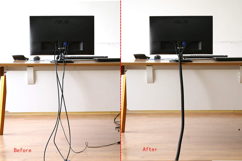  [AUSTRALIA] - Alex Tech 10ft - 1 inch Cord Protector Wire Loom Tubing Cable Sleeve Split Sleeving For USB Cable Power Cord Audio Video Cable – Protect Cat From Chewing Cords - Black 1"-10ft