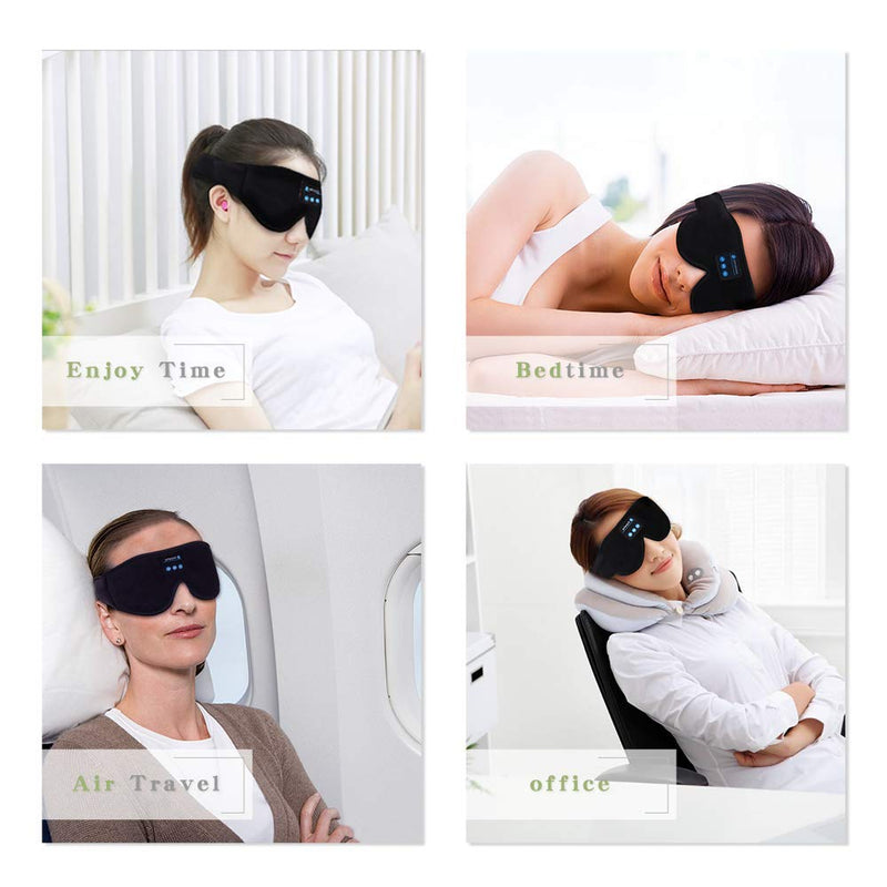  [AUSTRALIA] - Sleep Headphones, Bluetooth 5.0 Wireless 3D Eye Mask, Lightimetunnel Washable Sleeping Headphones for Side Sleepers With Adjustable Ultra Thin Stereo Speakers Microphone Hands Free for Insomnia Travel