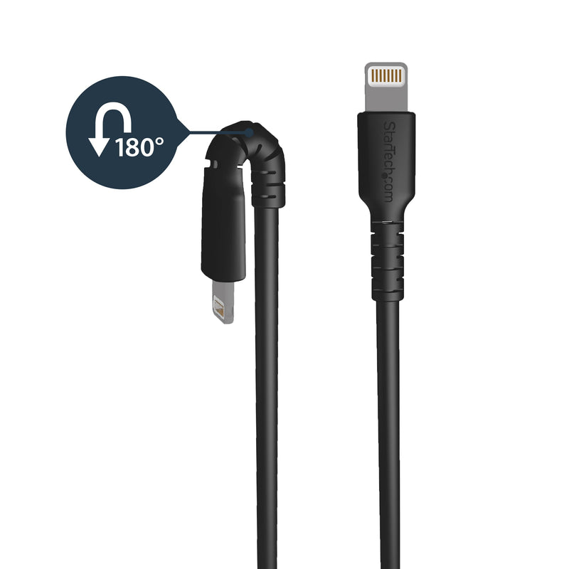  [AUSTRALIA] - StarTech.com 3 Foot (1m) Durable Black USB-A to Lightning Cable - Heavy Duty Rugged Aramid Fiber USB Type A to Lightning Charger/Sync Power Cord - Apple MFi Certified iPad/iPhone 12 (RUSBLTMM1MB) 1m
