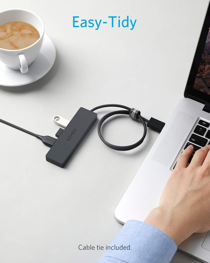  [AUSTRALIA] - Anker 4-Port USB 3.0 Hub, Ultra-Slim Data USB Hub with 2 ft Extended Cable [Charging Not Supported], for MacBook, Mac Pro, Mac mini, iMac, Surface Pro, XPS, PC, Flash Drive, Mobile HDD