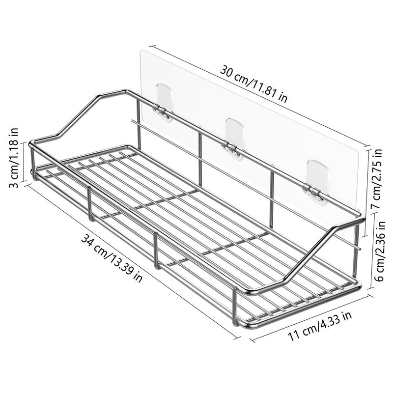  [AUSTRALIA] - ODesign Adhesive Bathroom Shelf Organizer Shower Caddy Kitchen Spice Rack Wall Mounted No Drilling SUS304 Stainless Steel Rustproof - 2 Pack Silver