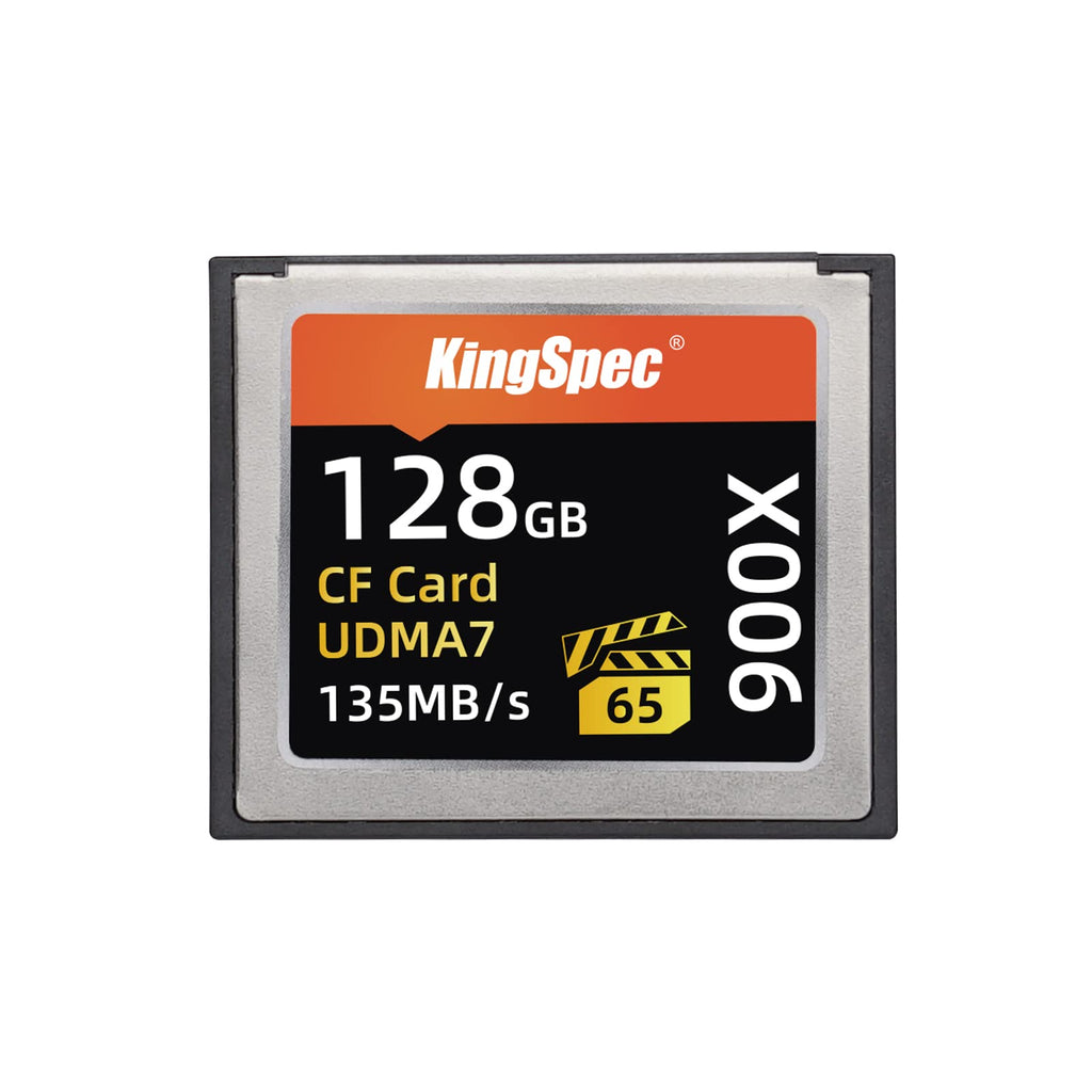  [AUSTRALIA] - KingSpec 128GB VPG-65 900X CompactFlash Memory Card, Compact Flash Camera Card with UDMA 7 - Speed up to 135 MB/s CF Card