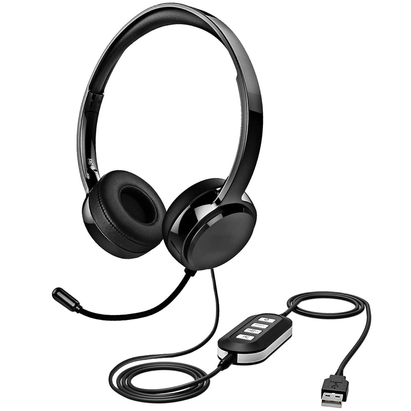  [AUSTRALIA] - USB Headset with Microphone for PC, Computer Headset with Noise Cancelling Mic, Comfort-Fit On Ear Business Headset, 3.5 mm Wired Headphones for MS Teams Skype Zoom VoIP Conference Online Class