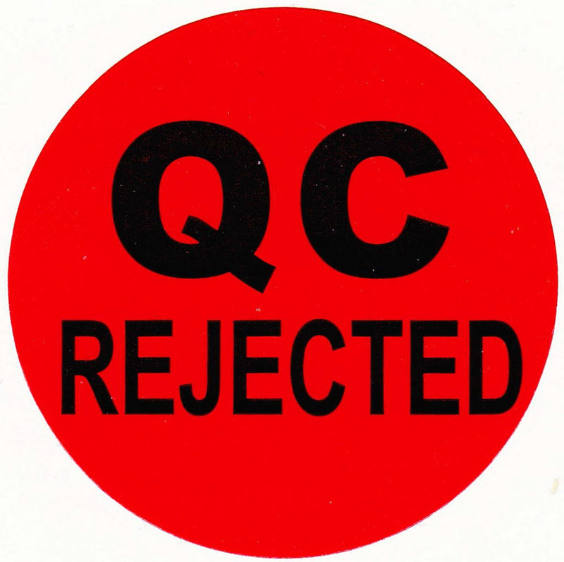 Red"QC Rejected" Label - 2" Diameter - 500 ct Roll - LeoForward Australia