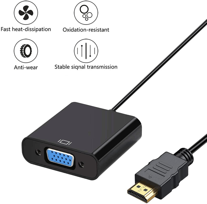  [AUSTRALIA] - 2 Pack HDMI to VGA, Gold-Plated HDMI to VGA Adapter (Male to Female) for Computer, Desktop, Laptop, PC, Monitor, Projector, HDTV, Chromebook, Raspberry Pi, Roku, Xbox and More