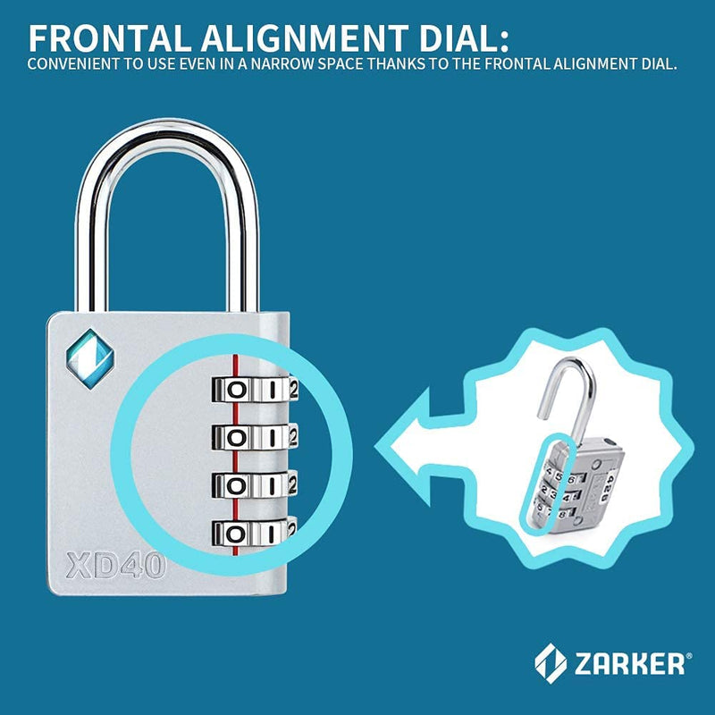  [AUSTRALIA] - Zarker XD40 Padlock- 4 Digit Combination Lock for Gym, Sports, School & Employee Locker, Outdoor,Toolbox, Case, Fence and Storage - Metal & Steel - Easy to Set Your Own Combo - 2 Pack(Emerald) Emerald 2 Pack