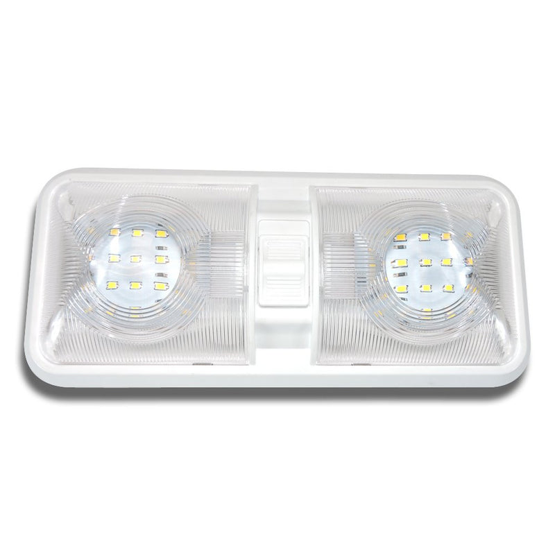  [AUSTRALIA] - Leisure LED 3 Pack RV LED Ceiling Double Dome Light Fixture with ON/Off Switch Interior Lighting for Car/RV/Trailer/Camper/Boat DC 12V Natural White 4000-4500K 48X2835SMD