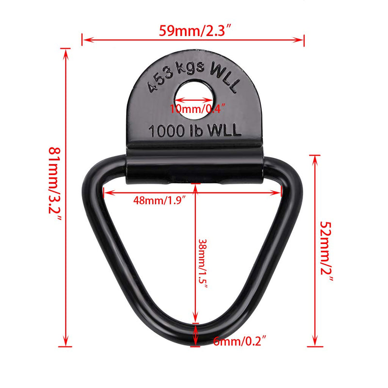  [AUSTRALIA] - OwnMy Pack of 10 Cargo Tie Down Anchors Hooks, Heavy Duty Black V Rings Bolts Forged Lashing Ring 1000 lbs Capacity Trailer Anchors Hooks Set of 10 PCS