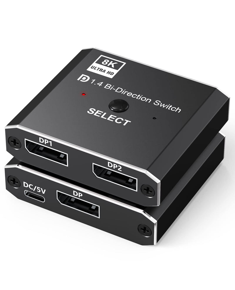  [AUSTRALIA] - 8K Displayport Switch - Tendak Bi-Directional DP Splitter 1 in 2 Out 8K@30Hz 3D 4K@120Hz 2K 240Hz for Esports & Gaming,Multiple Source and Displays