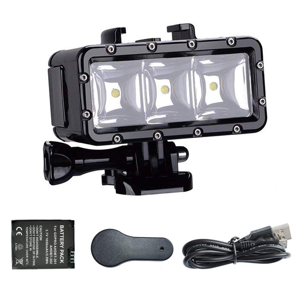  [AUSTRALIA] - Suptig High Power Dimmable Waterproof LED Video Light Fill Night Light Diving Underwater Light for Gopro Hero8/Hero7/Hero6/Hero5/5S/4/4S/3+/3/2 SJCAM Sj5000 Sj6000 Xiaoyi Cameras