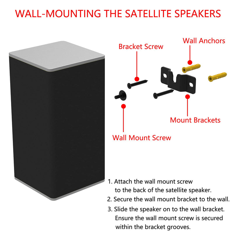  [AUSTRALIA] - JINGer Sound Bar Wall Mount Brackets for VIZIO Sound BarSoundbar Mounting Bracket for VIZIO SoundBar SB3851C0SB3630E6SB3621nF8MSB4551D5 Speaker with Wall Mount Screws Black