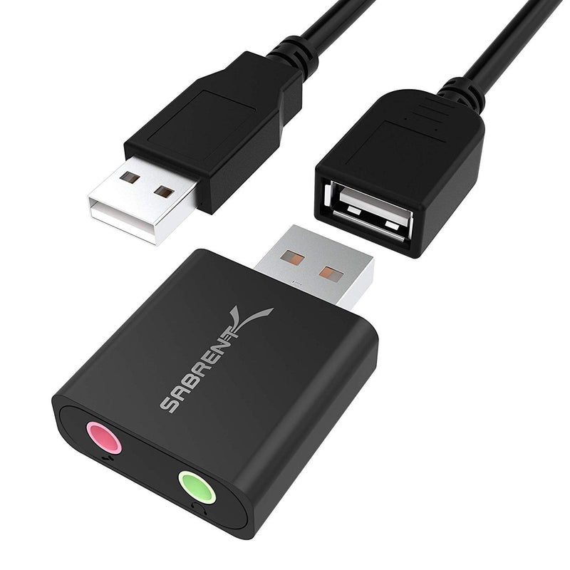  [AUSTRALIA] - SABRENT Aluminum USB External Stereo Sound Adapter for Windows and Mac. Plug and Play No Drivers Needed [Black] (AU-EMCB) Black