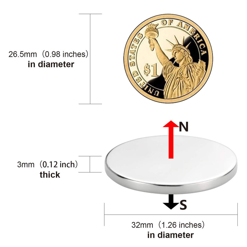 Super Strong Neodymium Disc Magnets with Double-Sided Adhesive, Powerful Permanent Rare Earth Magnets. Fridge, DIY, Building, Scientific, Craft, and Office Magnets, 1.26 inch D x 1/8 inch H - 6 Packs 6 Pack - LeoForward Australia