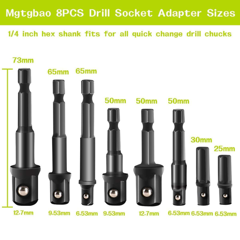  [AUSTRALIA] - 【2020 NEW 】12pcs Drill Socket Adapter and Reducer Set, Extension Set Turns Power Drill Into High Speed Nut Driver. 1/4", 3/8", and 1/2" Drive …