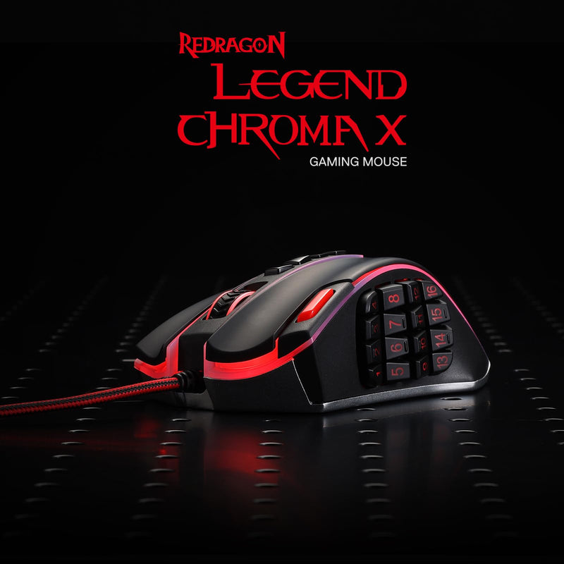  [AUSTRALIA] - Redragon M990 MMO Gaming Mouse, 32000 DPI High Precision Wired RGB Gamer Mouse w/23 Programmable Buttons, 16 Side Macro Keys, Software Supports, Aluminum Base Black Wired M990