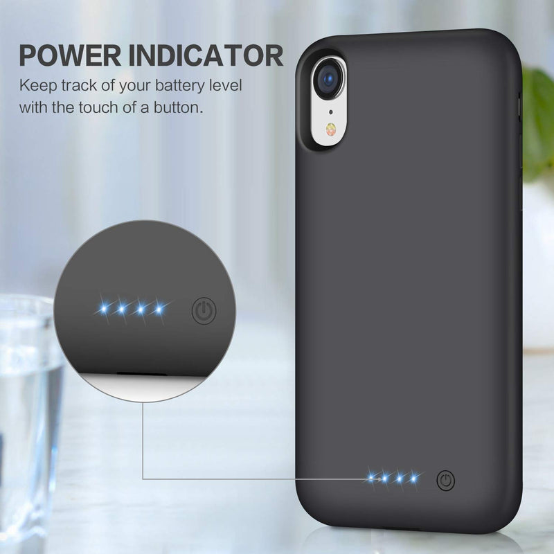  [AUSTRALIA] - Battery Case for iPhone XR Upgraded【6800mAh】 Portable Rechargeable Charger Case for iPhone XR Extended Battery Pack for iPhone XR Protective Charging Case Backup Cover(6.1 inch) - Black