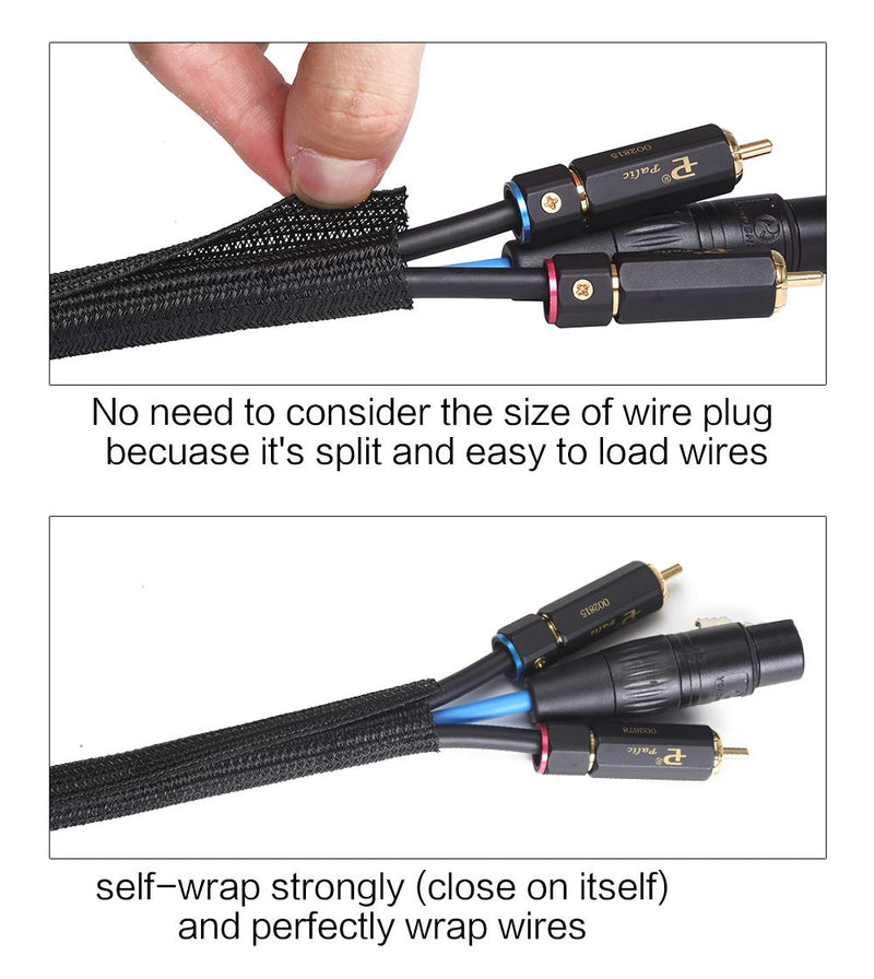  [AUSTRALIA] - Alex Tech 25ft - 3/4 inch Cord Protector Wire Loom Tubing Cable Sleeve Split Sleeving For USB Cable Power Cord Audio Video Cable – Protect Cat From Chewing Cords - Black 3/4"-25ft