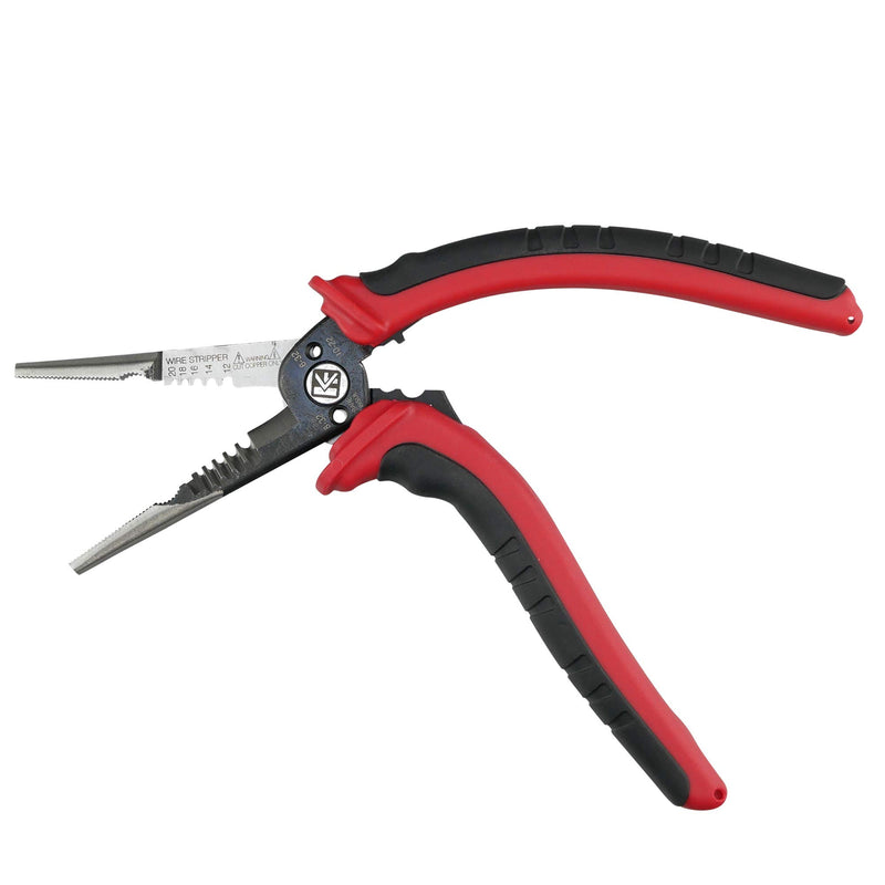  [AUSTRALIA] - KAIFNT K602 Ergonomic 6-In-1 Combination Wire Service Tool, Stripping Crimping and Gripping Pliers, 8" Electrician Pliers