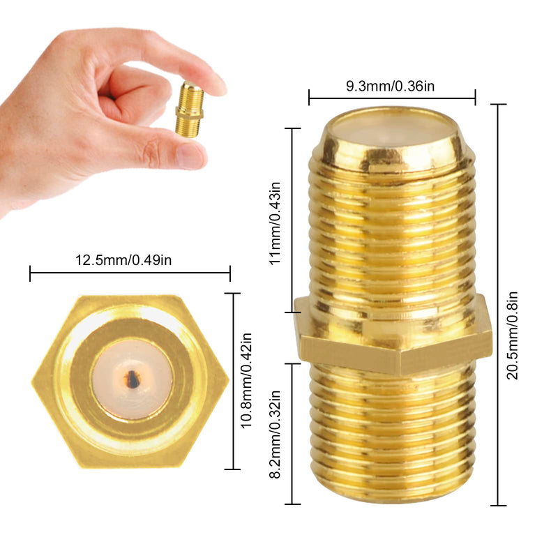  [AUSTRALIA] - VCE Coaxial Cable Connector 10 Pack, Gold-Plated Coax Female to Female Connector for RG6/RG59 Coaxial Cable Extend