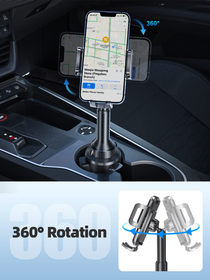  [AUSTRALIA] - TOPGO Cup Holder Phone Mount, [Upgraded Adjustable Gooseneck & Firmly Stable] Cup Holder Phone Holder for Car, Cell Phone Automobile Cradles for iPhone 14, Samsung and More Smartphone(Black)