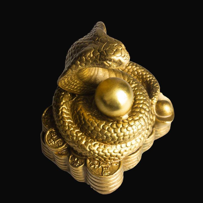  [AUSTRALIA] - Brass Chinese Zodiac Ingots Snake Statue Home Decoration Collectibles
