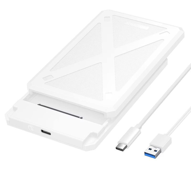  [AUSTRALIA] - iDsonix 2.5 inch Hard Drive Enclosure, 6Gbps USB 3.1 to SATA III Tool-Free External Hard Drive Enclosure for 7mm/9mm 2.5" SSD HDD with UASP Compatible with Toshiba Samsung WD White(PW25-C3) C3-White