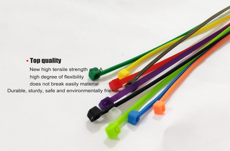  [AUSTRALIA] - 8 Inch 500pcs Colored Zip Ties 20lb Strength, Multi-Purpose Cable Ties