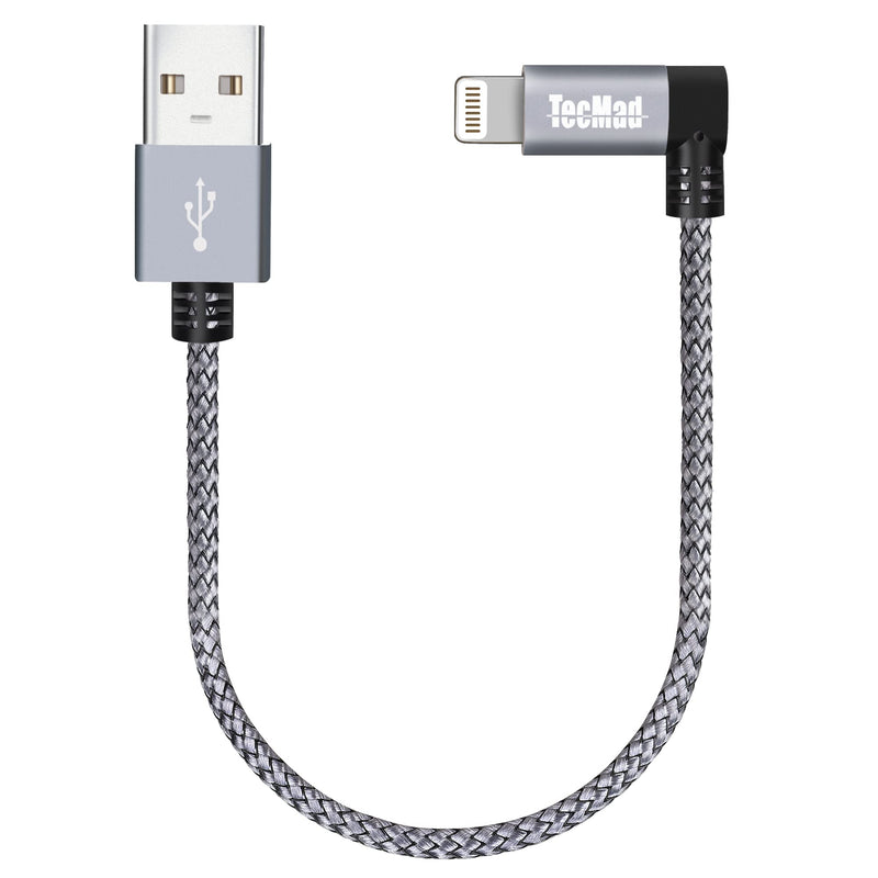  [AUSTRALIA] - iPhone Charger [C89 MFi Certified], TecMad Lightning Cable, Nylon Braided 90 Degree Fast Charging Cable Data Sync Cord for iPhone 13/12/11 Pro Max/XS MAX/XR/XS/X/8/7/Plus/6S/6/iPad and More - 0.65ft 0.2m