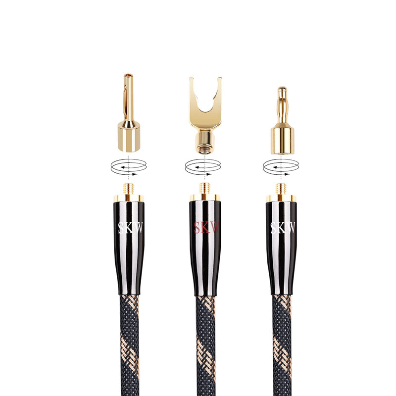  [AUSTRALIA] - SKW Convertible Connector Gold Plated Speaker Long Pin-Banana Plugs 2 Pair (4 pcs)