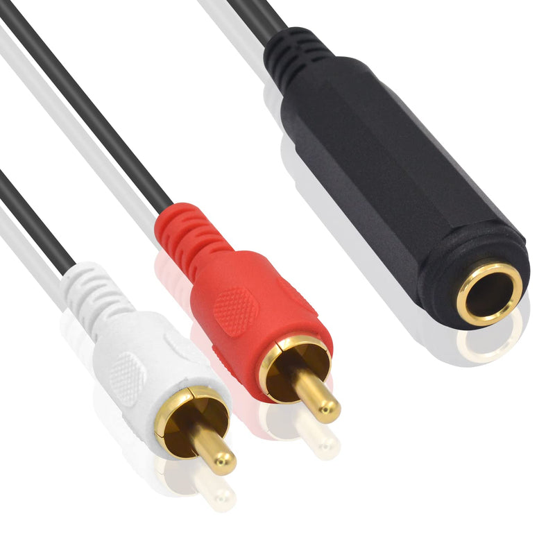  [AUSTRALIA] - Poyiccot RCA to 1/4 Adapter Cable, 6.35mm 1/4 inch TRS Stereo Jack Female to 2 RCA Male Plug Y Splitter Adapter Cable 25cm/10inch (635F-2RCAM)