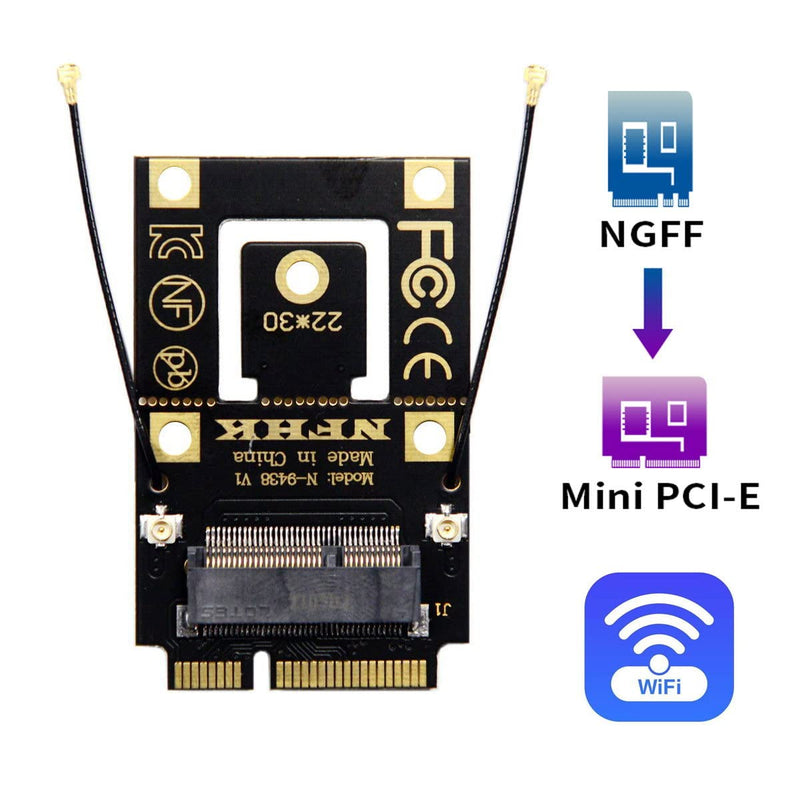  [AUSTRALIA] - Cablecc NGFF M.2 Key-A to Mini PCI-E PCI Express Converter Adapter for 9260 8265 7260 AC WiFi Bluetooth Wireless Card