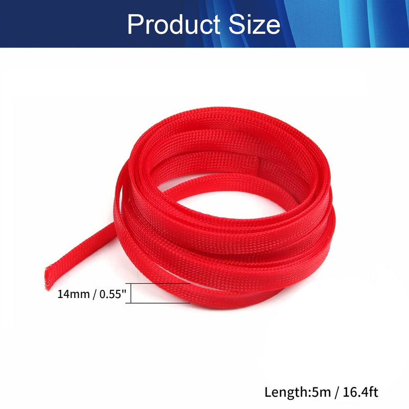  [AUSTRALIA] - Aicosineg Cable Sleeve Braided Sleeving PET Wire Loom Tubing Cable 16.4ft-5/9inch Wrap Protector for HiFi Audio and Video Headphone Cable Protect Wires from Chewing of Pets Red 5/9