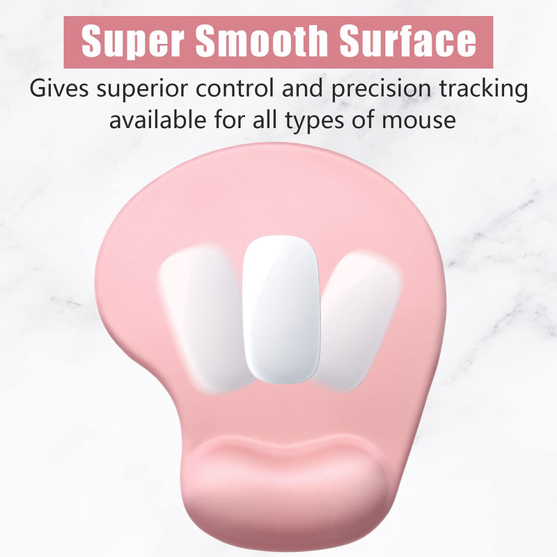  [AUSTRALIA] - Hsurbtra Ergonomic Mouse Pad with Wrist Rest Support, Gel Mouse Pads with Non-Slip PU Base, Pain Relief Memory Foam Mousepad for Laptop PC, Cute Office Supplies Desk Decro Accessories Warm Pink