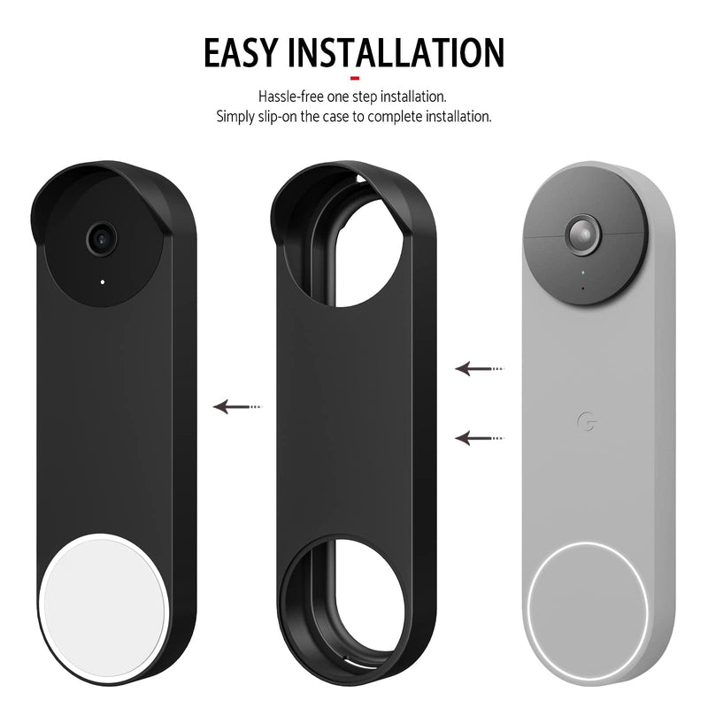  [AUSTRALIA] - PUUUCI Silicone Case for Google Nest Hello Doorbell (Battery) Cover - Weatherproof Protective Silicone Doorbell Skin Case (Black) Black