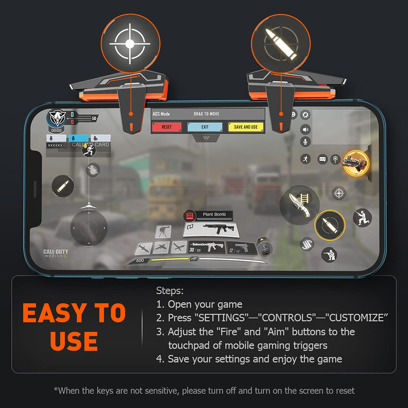  [AUSTRALIA] - Mobile Game Triggers, BIGBIG WON Mobile Triggers for PUBG/Fortnite/COD with Zero Latency Gaming Triggers for iPhone and Android Phone Black (M2 - 1 Pair)