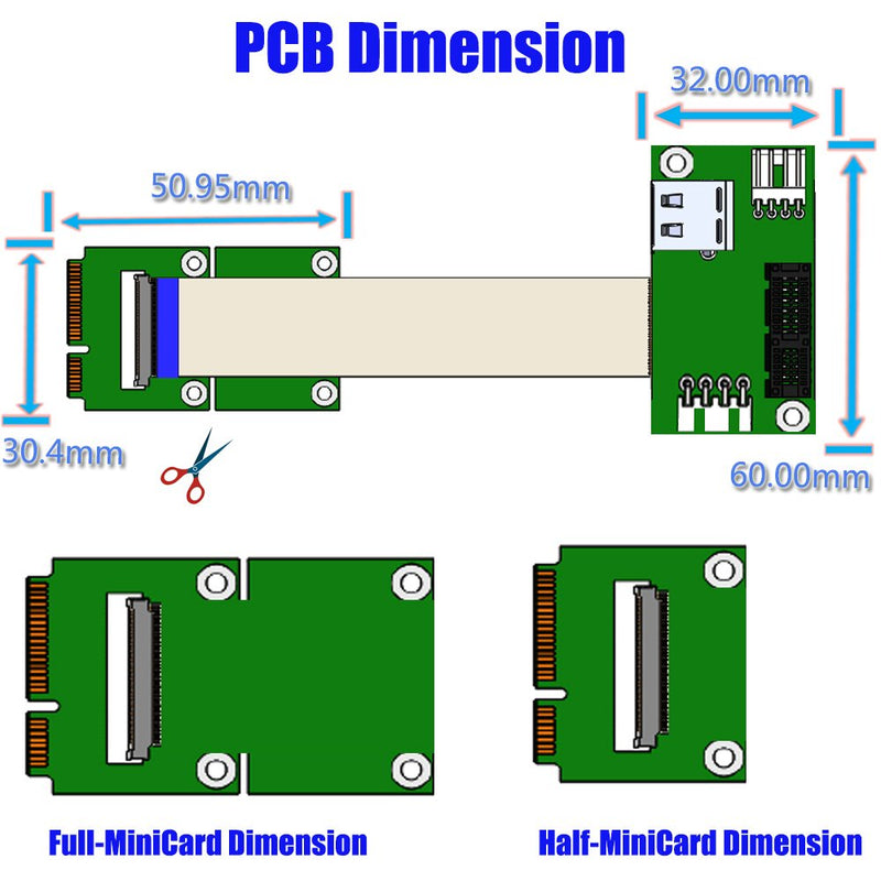  [AUSTRALIA] - Mini PCI-E to PCI-E Express 1X Extension Cord Adapter Card with USB Riser Card