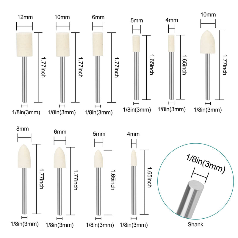  [AUSTRALIA] - EEEKit Abrasive Polishing Discs 58 PCs 1 Inch with 1/8" (3 mm) Shank Polishing Disc, Wool Felt Mounted Mandrel, Mini Brush Polishing Set for Dremel Rotary Tool Grinder, Metal, Jewelry, Glass