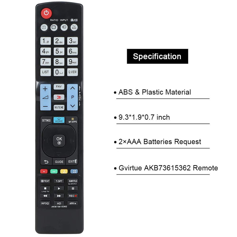 Gvirtue AKB73615362 Replacement Remote Control for LG 3D Smart Plasma LCD LED HDTV TV Suitable Models: AKB73615303, AKB73615362, AKB73615302, AKB73756542, AKB73615361, AKB73615362 - LeoForward Australia